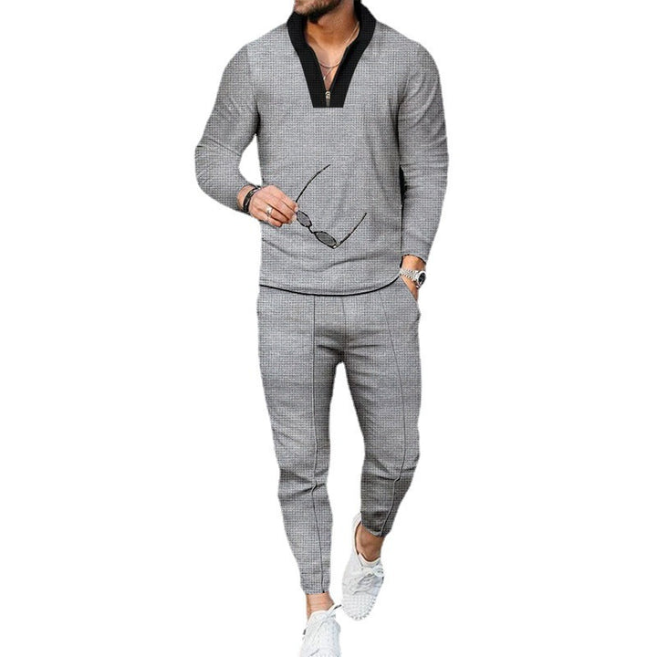 Herrar sportig fritids-joggingdräkt med högt krage och elegant struktur Mirla-Eva Jonsson