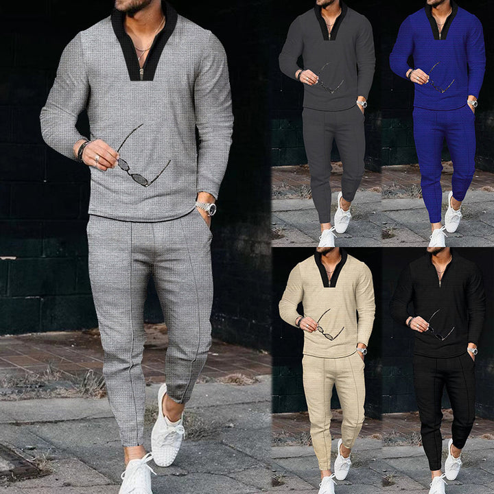 Herrar sportig fritids-joggingdräkt med högt krage och elegant struktur Mirla-Eva Jonsson
