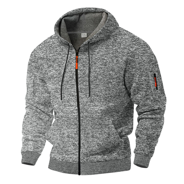 Herrar sportig hoodie med andningsbar struktur och färgkontrastdragkedjedetaljer Eva Jonsson-Eva Jonsson