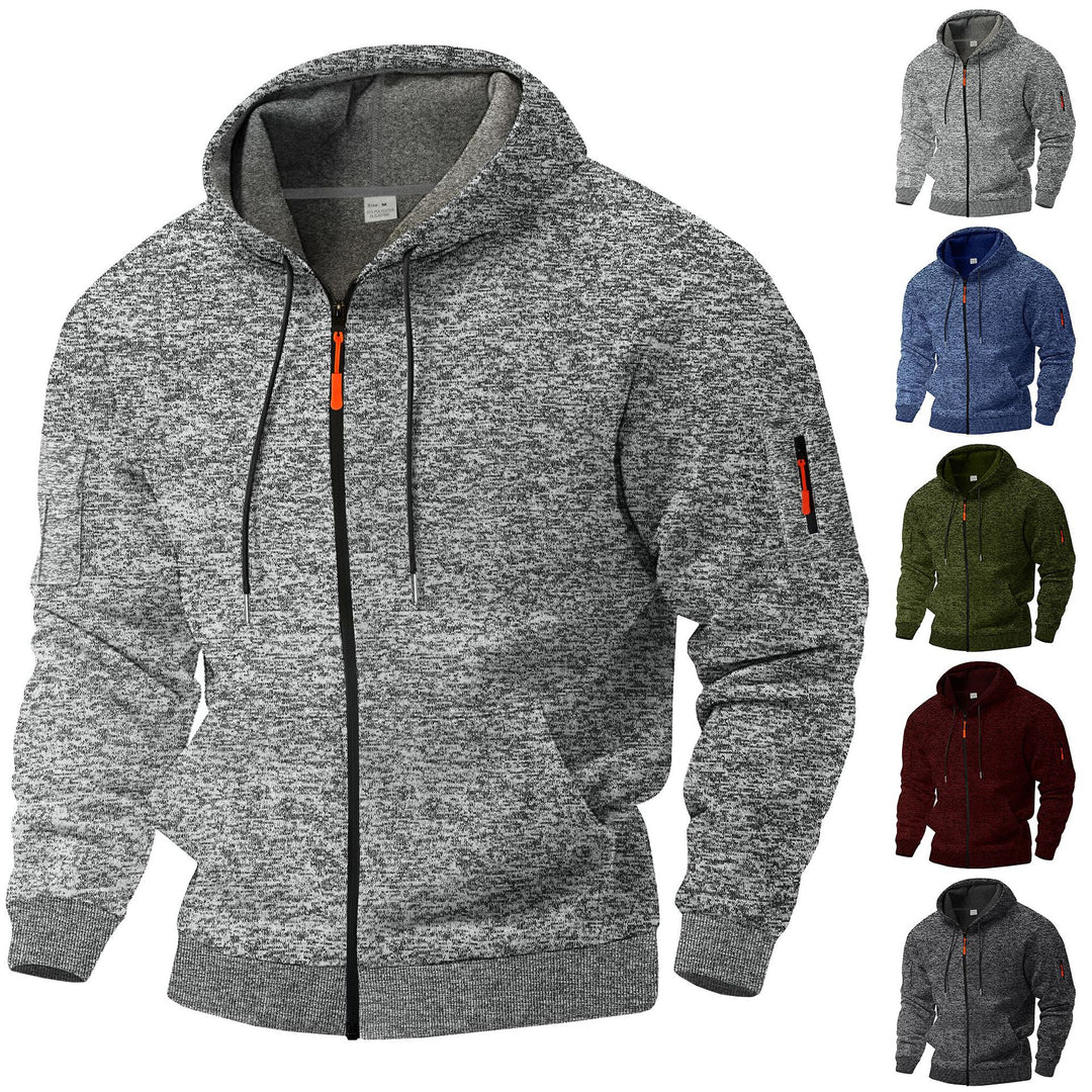 Herrar sportig hoodie med andningsbar struktur och färgkontrastdragkedjedetaljer Eva Jonsson-Eva Jonsson