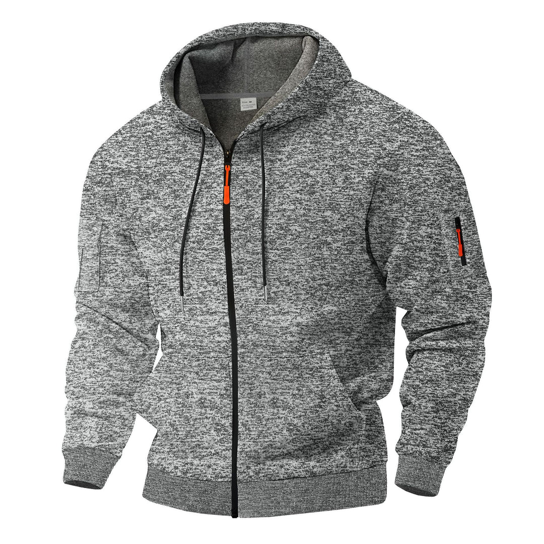 Herrar sportig hoodie med andningsbar struktur och färgkontrastdragkedjedetaljer Mirla-Eva Jonsson