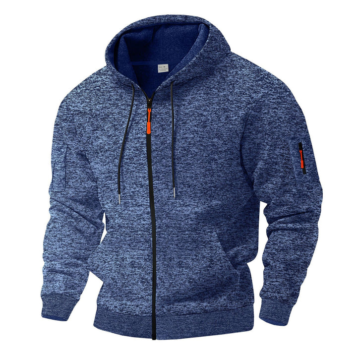 Herrar sportig hoodie med andningsbar struktur och färgkontrastdragkedjedetaljer Mirla-Eva Jonsson