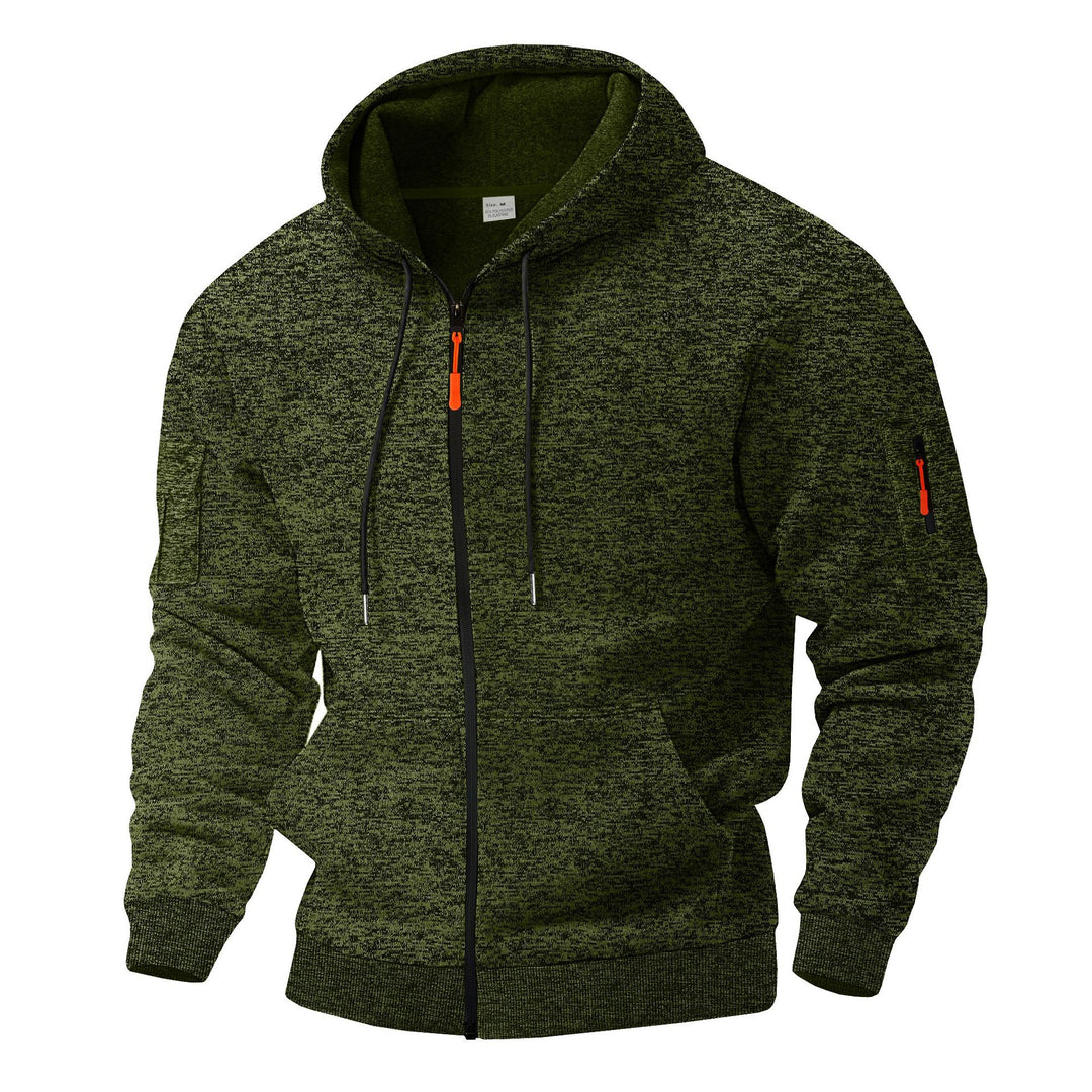 Herrar sportig hoodie med andningsbar struktur och färgkontrastdragkedjedetaljer Mirla-Eva Jonsson