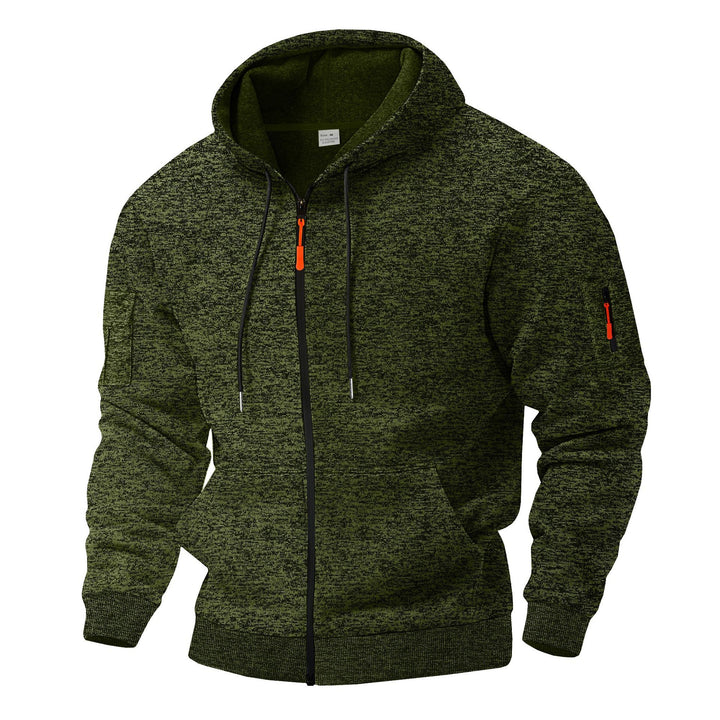 Herrar sportig hoodie med andningsbar struktur och färgkontrastdragkedjedetaljer Mirla-Eva Jonsson