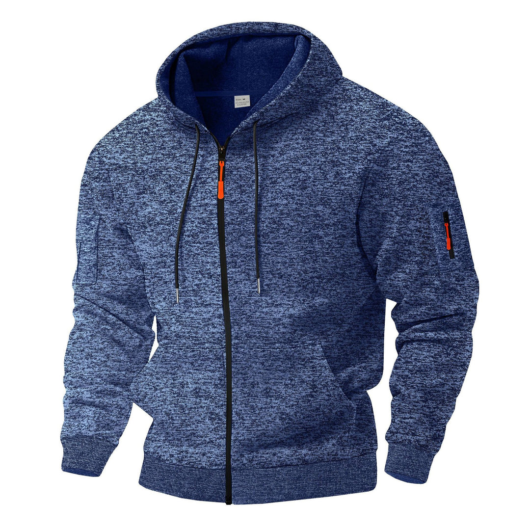 Herrar sportig hoodie med andningsbar struktur och färgkontrastdragkedjedetaljer Mirla-Eva Jonsson