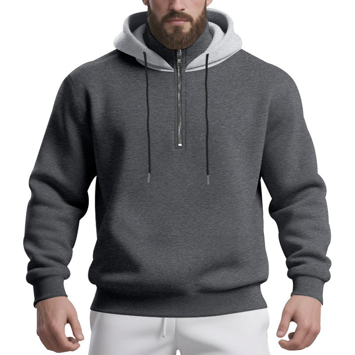 Herrar sportig hoodie med halv dragkedja och andningsbart material Eva Jonsson-Eva Jonsson