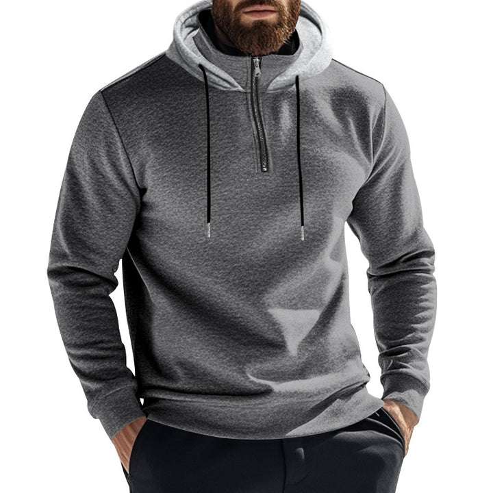Herrar sportig hoodie med halv dragkedja och modern huva Mirla-Eva Jonsson