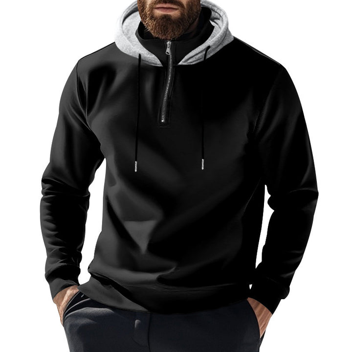 Herrar sportig hoodie med halv dragkedja och modern huva Mirla-Eva Jonsson