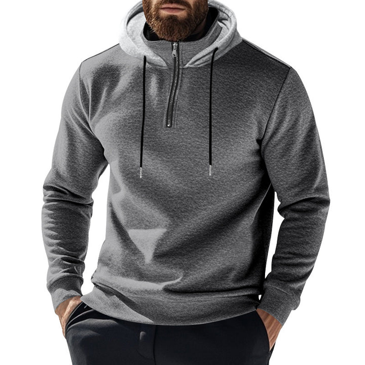 Herrar sportig hoodie med halv dragkedja och modern huva Mirla-Eva Jonsson