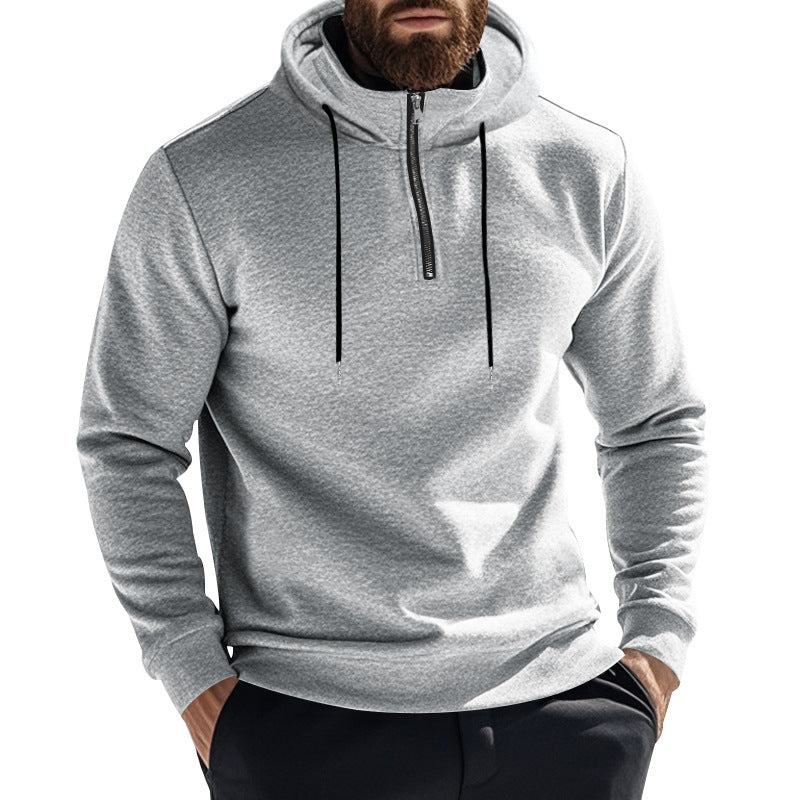 Herrar sportig hoodie med halv dragkedja och modern huva Mirla-Eva Jonsson