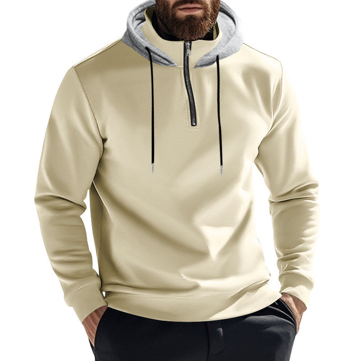 Herrar sportig hoodie med halv dragkedja och modern huva Mirla-Eva Jonsson