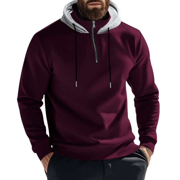Herrar sportig hoodie med halv dragkedja och modern huva Mirla-Eva Jonsson