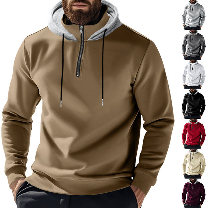 Herrar sportig hoodie med halv dragkedja och modern huva Mirla-Eva Jonsson