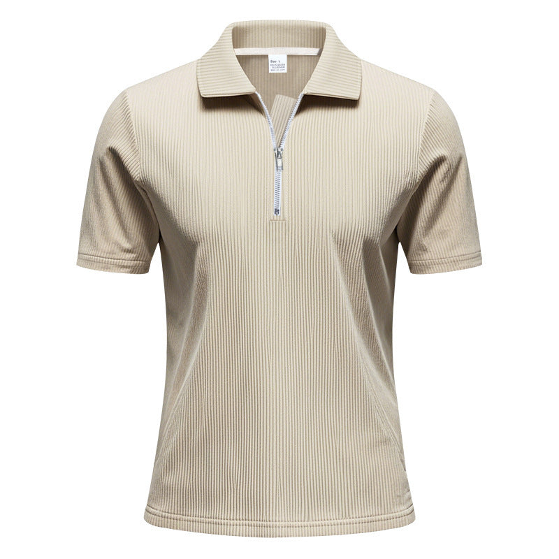 Herrar sportig kortärmad poloshirt med dragkedja Mirla-Eva Jonsson