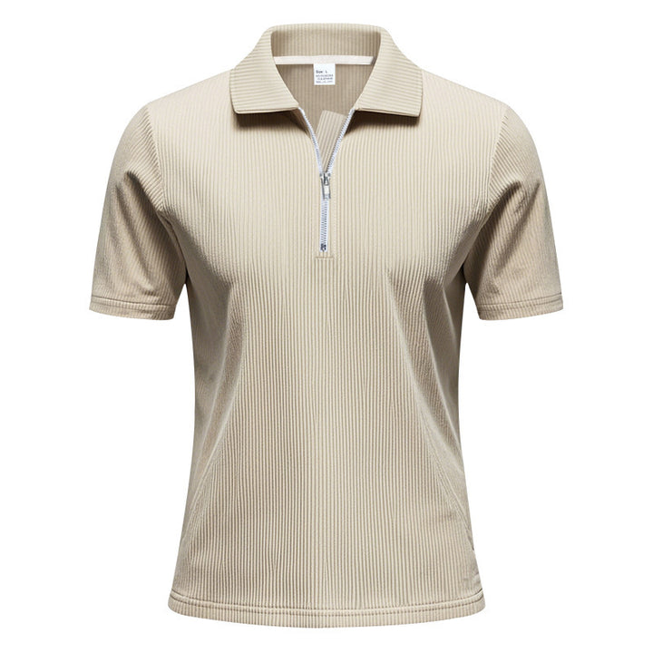 Herrar sportig kortärmad poloshirt med dragkedja Mirla-Eva Jonsson