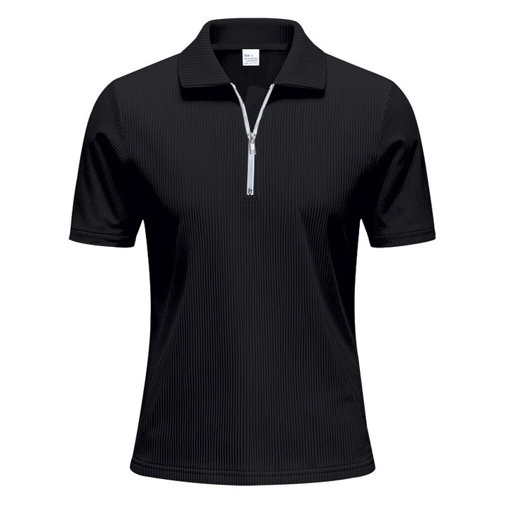 Herrar sportig kortärmad poloshirt med dragkedja Mirla-Eva Jonsson