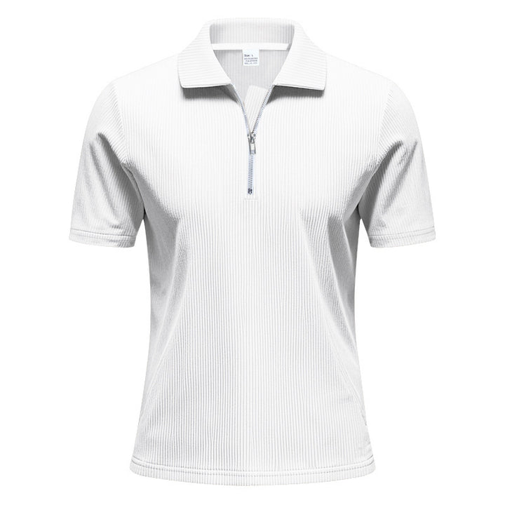 Herrar sportig kortärmad poloshirt med dragkedja Mirla-Eva Jonsson