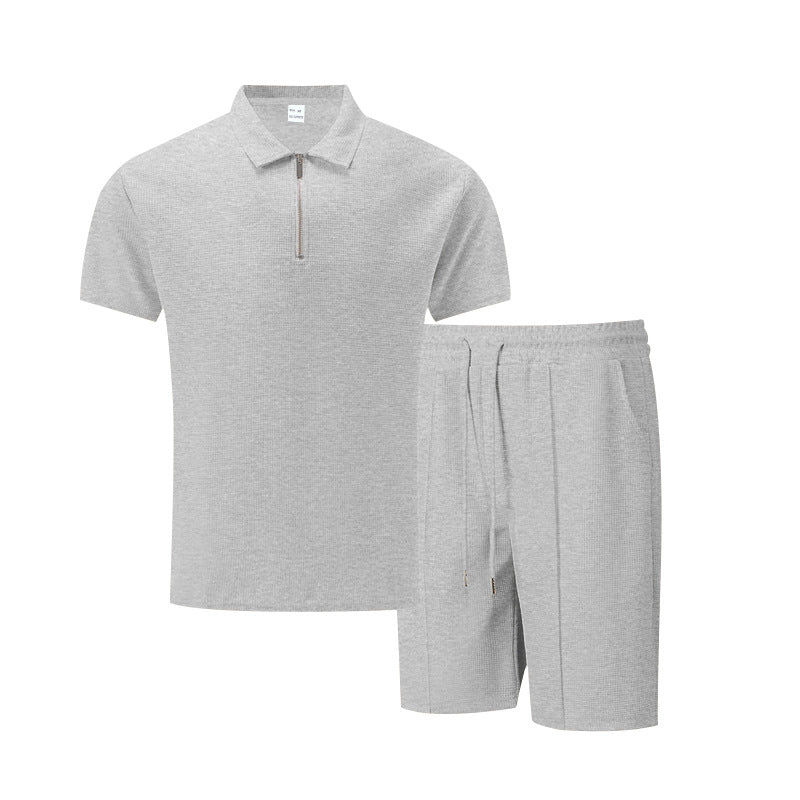 Herrar sportig kortärmad polotröja och shorts-set med dragkedja Eva Jonsson-Eva Jonsson