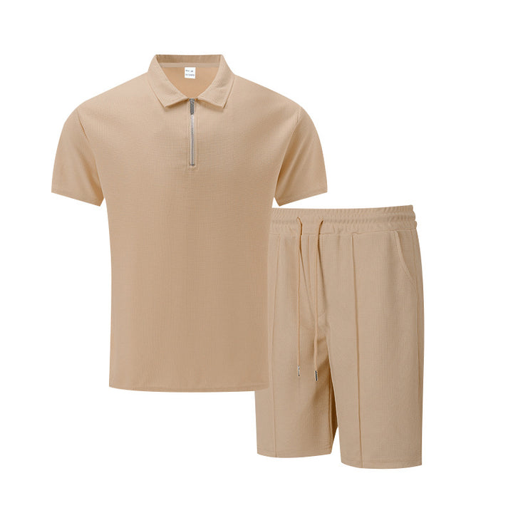 Herrar sportig kortärmad polotröja och shorts-set med dragkedja Eva Jonsson-Eva Jonsson