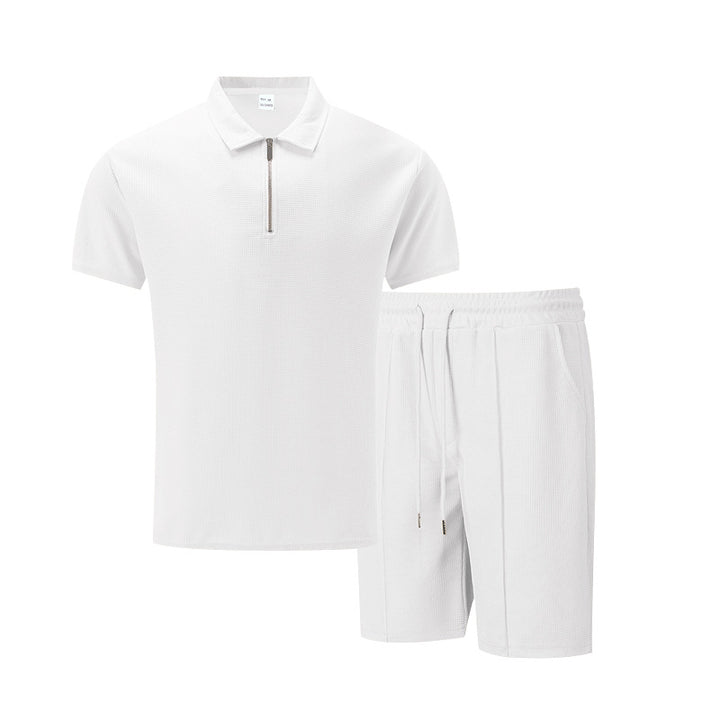 Herrar sportig kortärmad polotröja och shorts-set med dragkedja Eva Jonsson-Eva Jonsson
