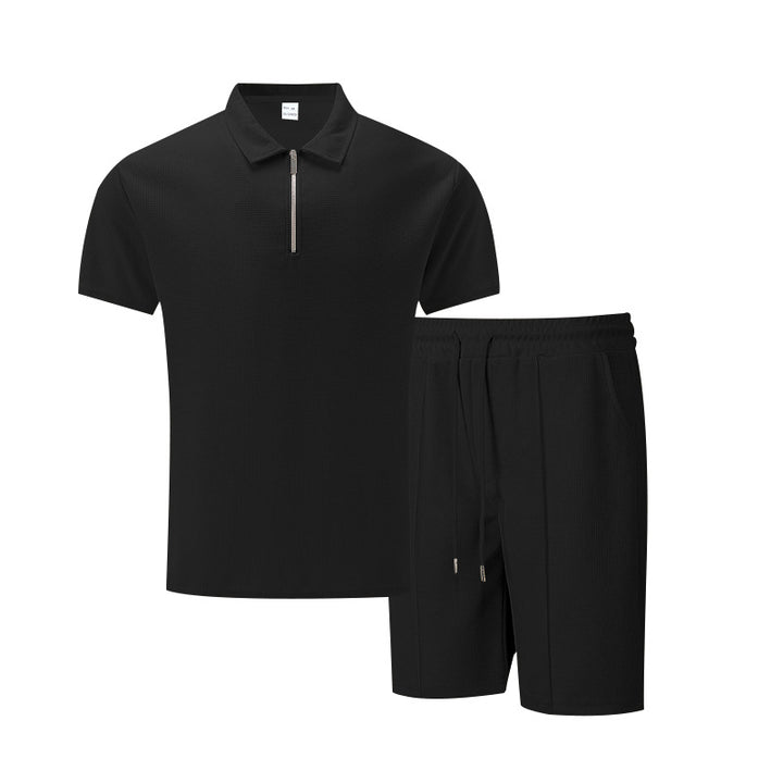 Herrar sportig kortärmad polotröja och shorts-set med dragkedja Eva Jonsson-Eva Jonsson