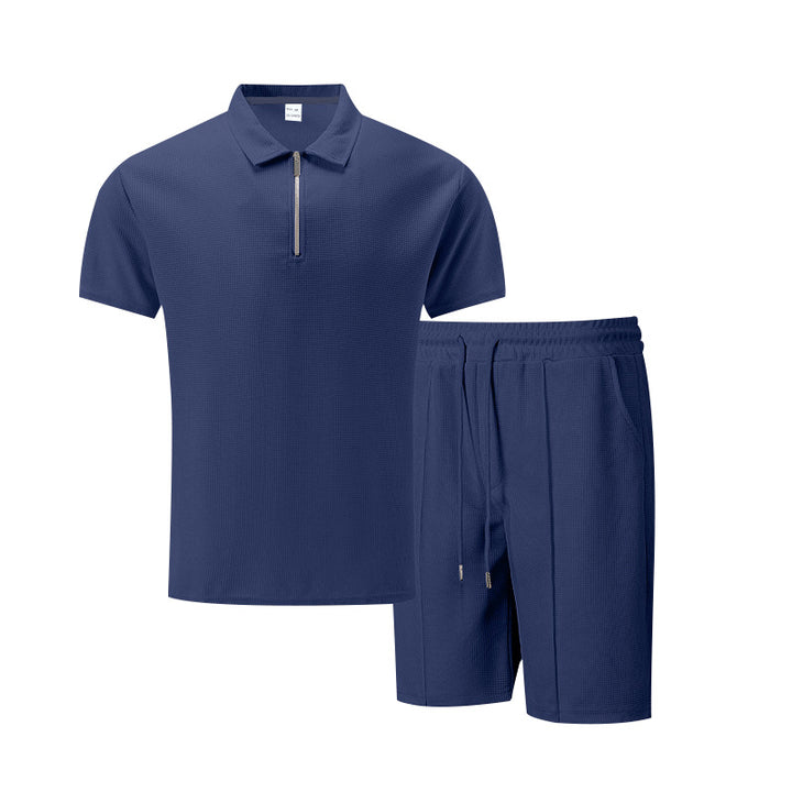 Herrar sportig kortärmad polotröja och shorts-set med dragkedja Mirla-Eva Jonsson