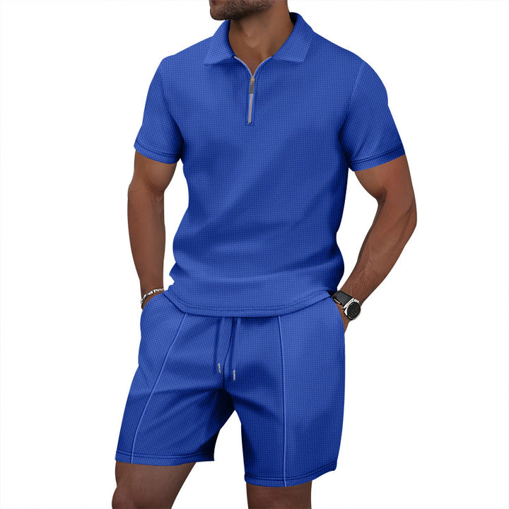 Herrar sportig kortärmad polotröja och shorts-set med dragkedja Mirla-Eva Jonsson