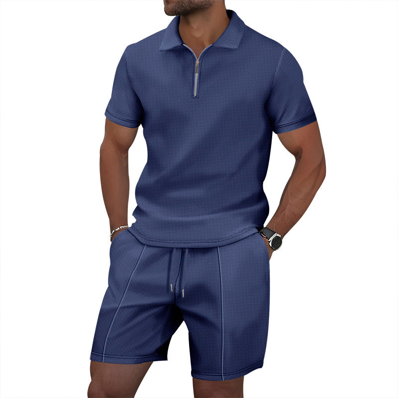 Herrar sportig kortärmad polotröja och shorts-set med dragkedja Mirla-Eva Jonsson