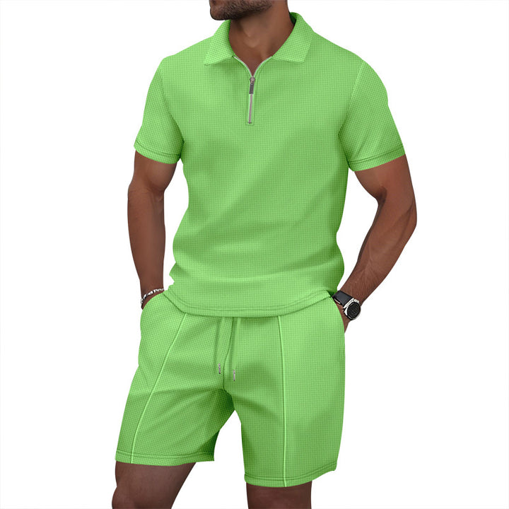 Herrar sportig kortärmad polotröja och shorts-set med dragkedja Mirla-Eva Jonsson