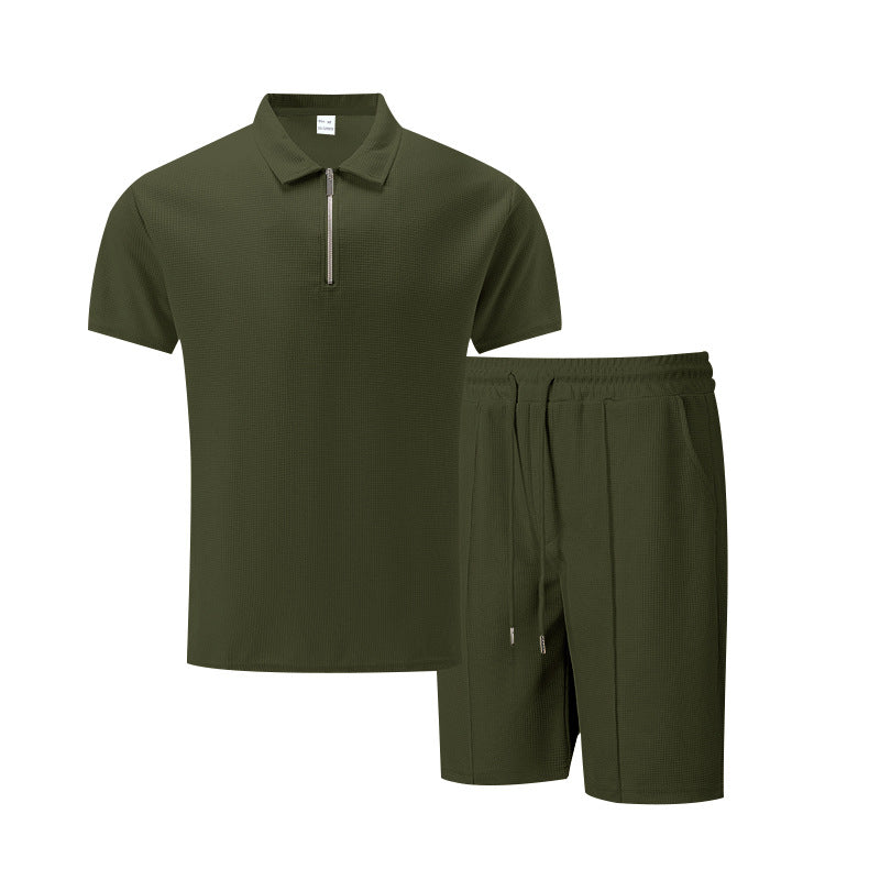 Herrar sportig kortärmad polotröja och shorts-set med dragkedja Mirla-Eva Jonsson