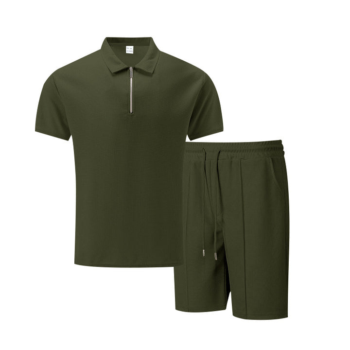Herrar sportig kortärmad polotröja och shorts-set med dragkedja Mirla-Eva Jonsson