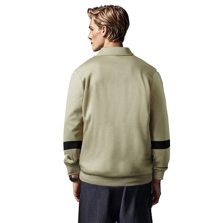 Herrar sportig långärmad polo med modern design och kontrastärmar Mirla-Eva Jonsson