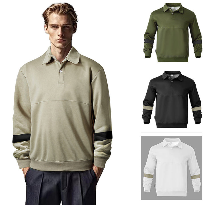 Herrar sportig långärmad polo med modern design och kontrastärmar Mirla-Eva Jonsson