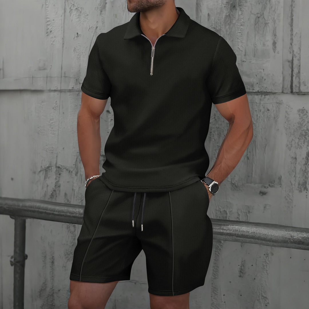 Herrar sportig polo-outfit med modern dragkedja Mirla-Eva Jonsson