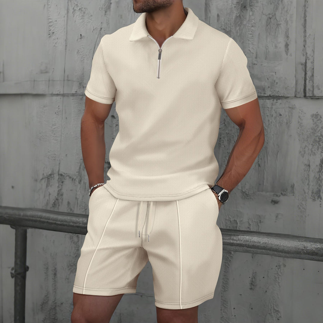 Herrar sportig polo-outfit med modern dragkedja Mirla-Eva Jonsson