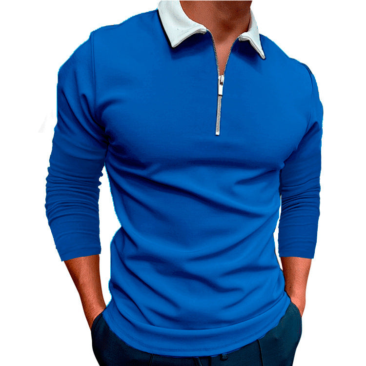 Herrar sportig tröja med 1/4 dragkedja och kontrasterande krage Mirla-Eva Jonsson