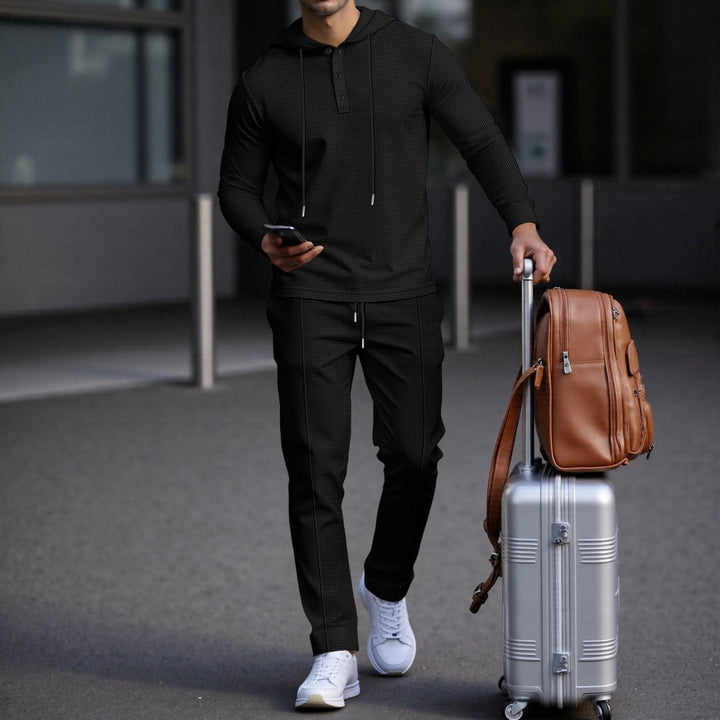 Herrar sportigt Hoodie och joggingbyxor set i strukturerad design Mirla-Eva Jonsson