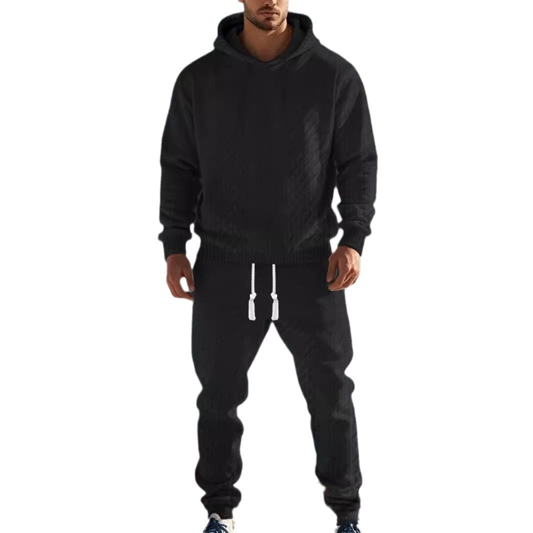 Herrar sportigt hoodie och joggingbyxor set med strukturerad design Eva Jonsson-Eva Jonsson