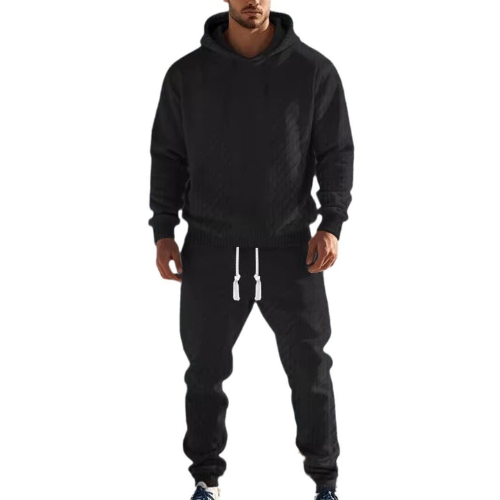 Herrar sportigt hoodie och joggingbyxor set med strukturerad design Eva Jonsson-Eva Jonsson