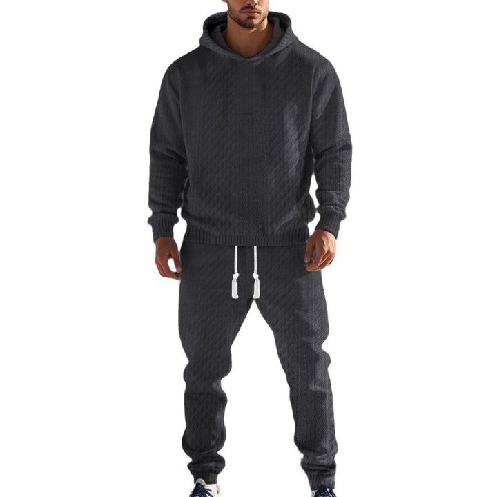 Herrar sportigt hoodie och joggingbyxor set med strukturerad design Eva Jonsson-Eva Jonsson