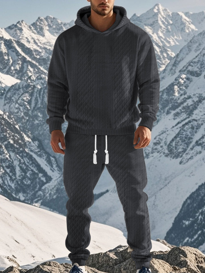 Herrar sportigt hoodie och joggingbyxor set med strukturerad design Eva Jonsson-Eva Jonsson