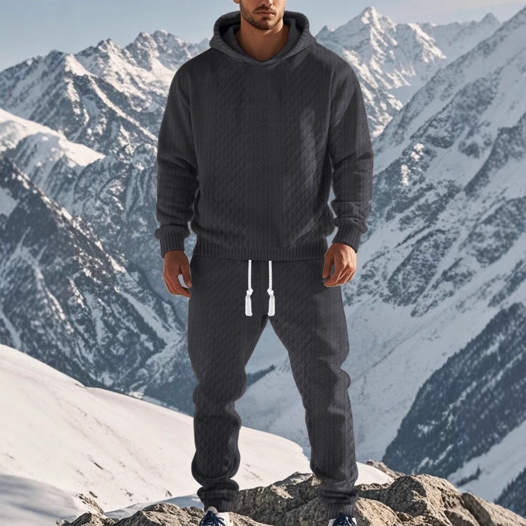 Herrar sportigt hoodie och joggingbyxor set med strukturerad design Eva Jonsson-Eva Jonsson