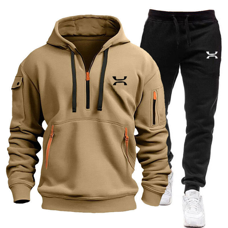 Herrar sportigt hoodie- och joggingdress-set med funktionella fickor och sportig snitt Mirla-Eva Jonsson