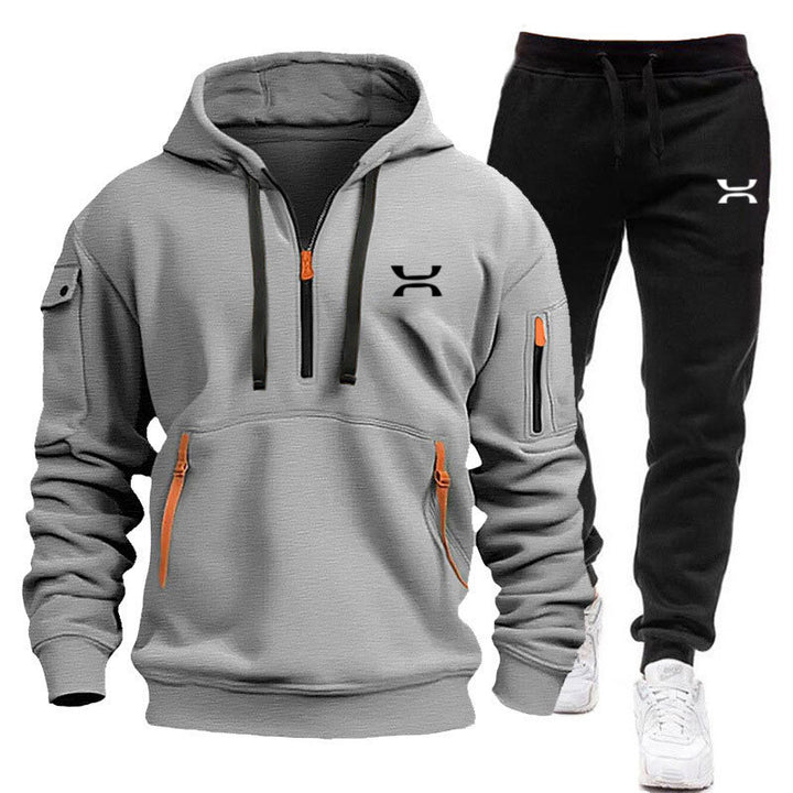 Herrar sportigt hoodie- och joggingdress-set med funktionella fickor och sportig snitt Mirla-Eva Jonsson