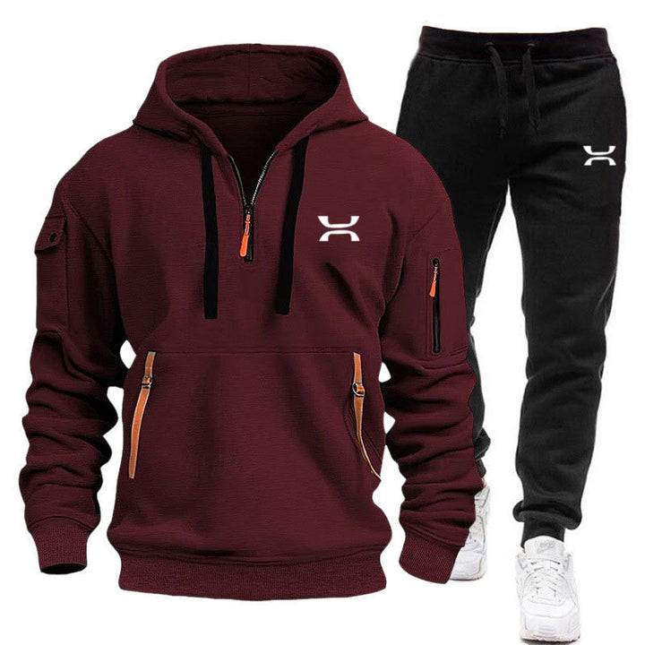 Herrar sportigt hoodie- och joggingdress-set med funktionella fickor och sportig snitt Mirla-Eva Jonsson