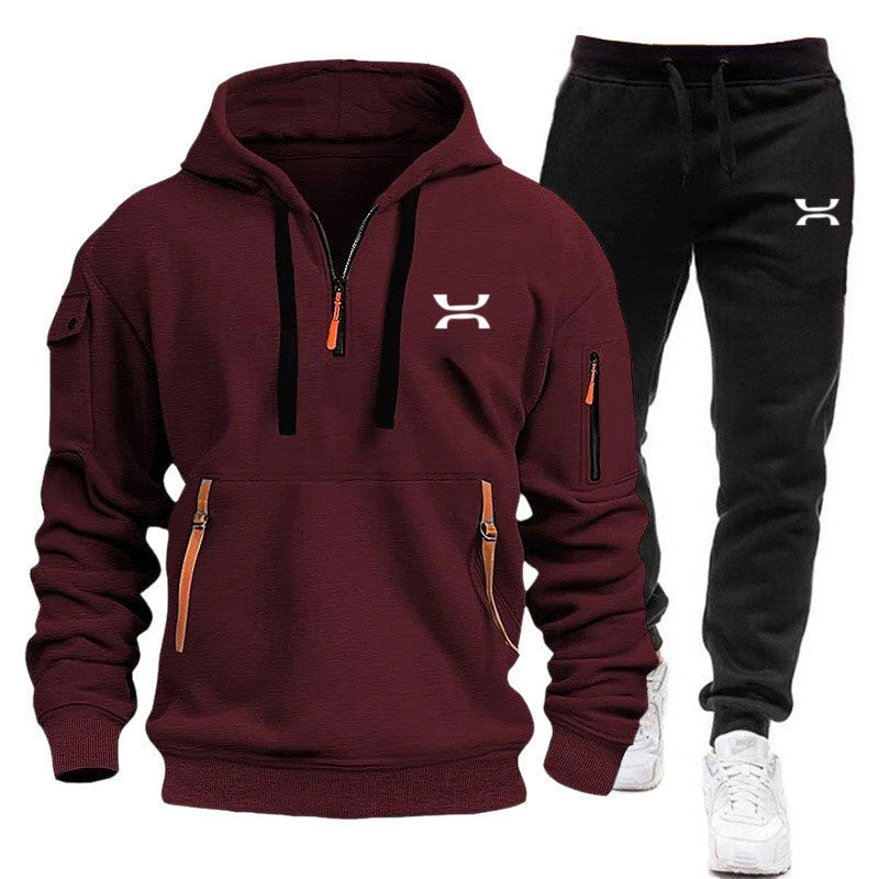 Herrar sportigt hoodie- och joggingdress-set med funktionella fickor och sportig snitt Mirla-Eva Jonsson