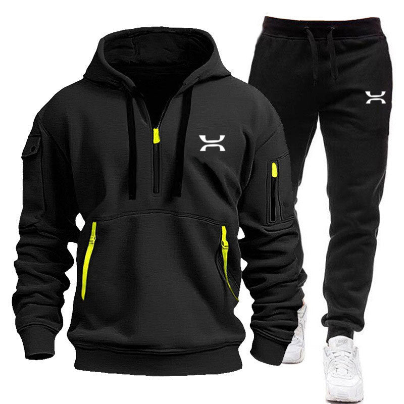 Herrar sportigt hoodie- och joggingdress-set med funktionella fickor och sportig snitt Mirla-Eva Jonsson