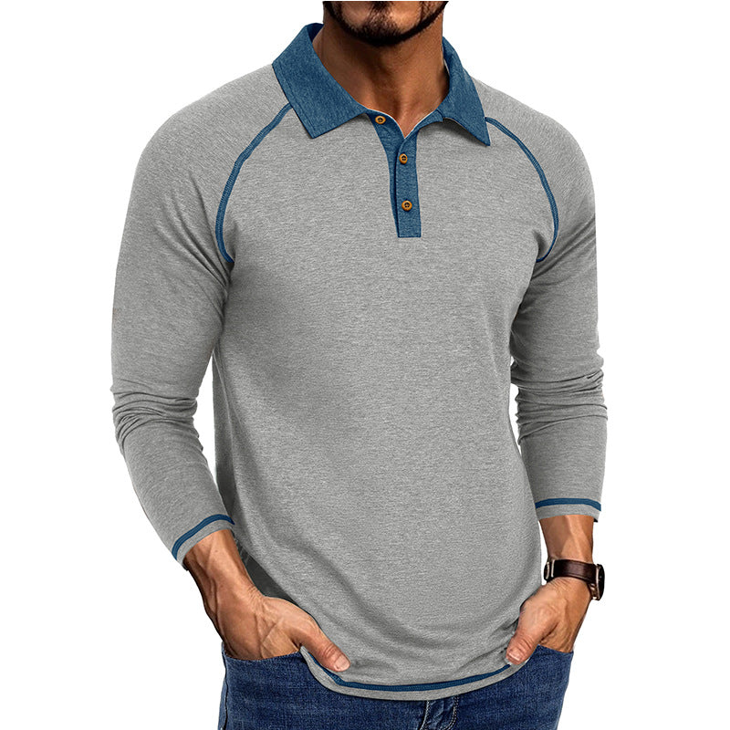 Herrar sportigt långärmad polo t-shirt med innovativ krage Mirla-Eva Jonsson