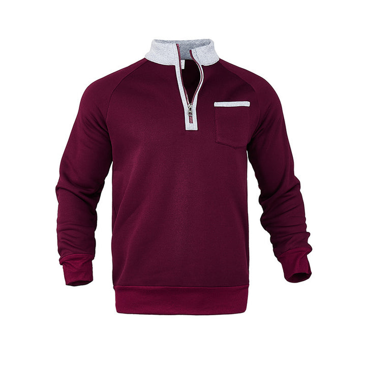 Herrar sportigt sweatshirts med halvmångdragning och bröstficka Mirla-Eva Jonsson