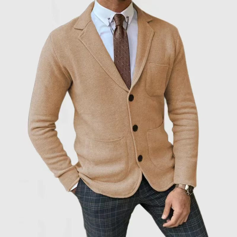 Herrar stickad blazer med modern passform och praktiska fickor Eva Jonsson-Eva Jonsson